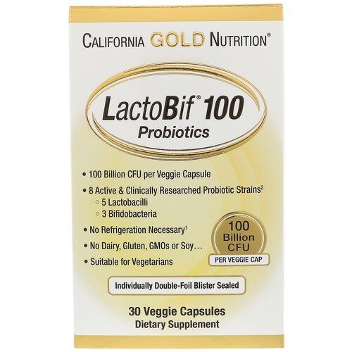 фото California Gold Nutrition LactoBif капс., 100 млрд КОЕ, 70 г, 30 шт., нейтральный, 1 уп.