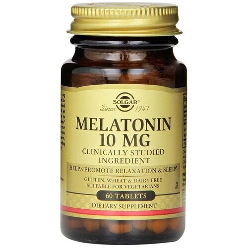 фото Таблетки SOLGAR Melatonin 10 мг, 100 г, 10 мг, 60 шт.