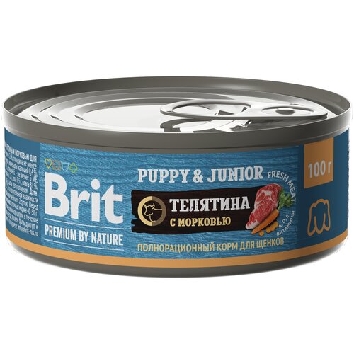 фото Влажный корм для собак Brit Premium by Nature Puppy & Junior телятина с морковью 1 уп. х 1 шт. х 100 г