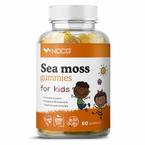 фото Ирландский мох NDCG мультивитаминный комплекс для детей, Sea moss for kids, со вкусом апельсина, 60 жевательных конфет