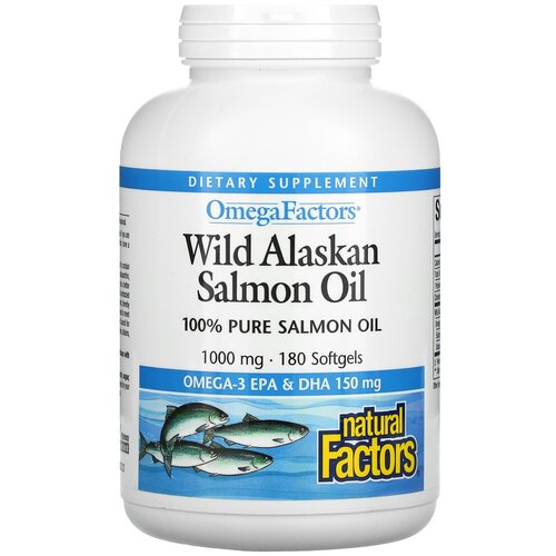 фото Капсулы Natural Factors Omega Factors Wild Alaskan Salmon Oil, 380 г, 180 шт.