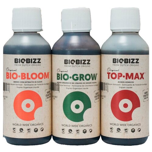 фото Комплект удобрений BioBizz Pack Indoor (Bio-Grow + Bio-Bloom + Top-Max) 3шт по 250мл