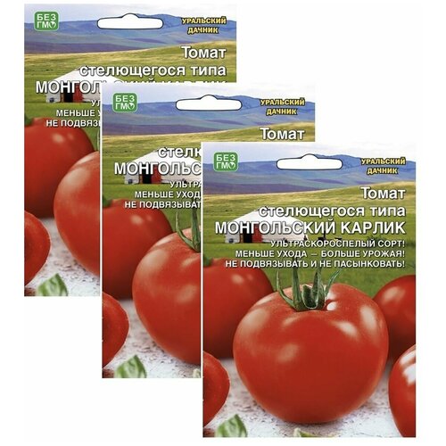 3 пакета Семена томата Монгольский Карлик Уральский дачник 20шт (3 пакета ) фото