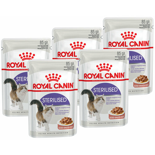 фото ROYAL CANIN STERILISED для взрослых кастрированных котов и стерилизованных кошек в соусе пауч 85 гр 85 гр х 5 шт