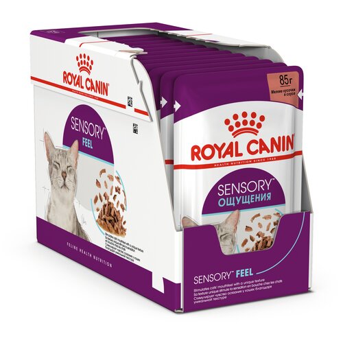 фото Влажный корм для кошек Royal Canin Sensory Feel стимулирующий рецепторы ротовой полости 12 шт. х 85 г (кусочки в соусе)