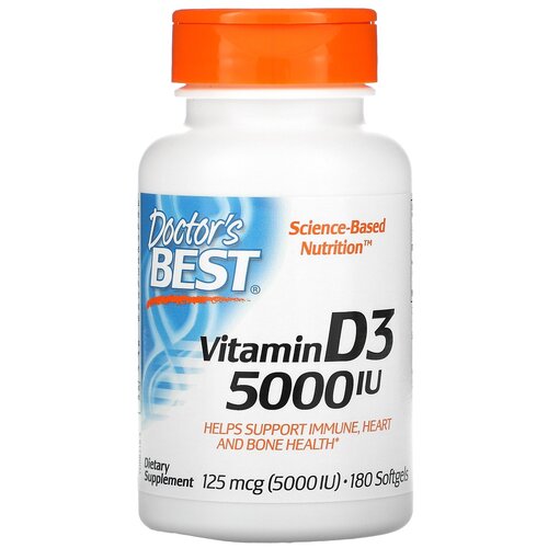 фото Doctor's Best Vitamin D3 капс., 5000 МЕ, 70 г, 180 шт.