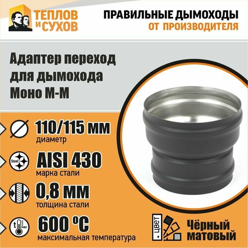 фото Адаптер переход Моно М-М 430-0.8 D110/115 (Эмаль) Pech pro