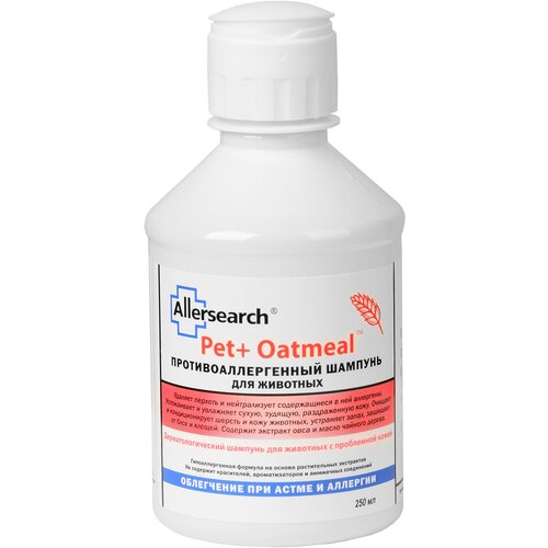 фото Шампунь Allersearch Pet+Oatmeal противоаллергенный с овсом для животных с проблемной кожей/ Нейтрализатор аллергенов 250 мл