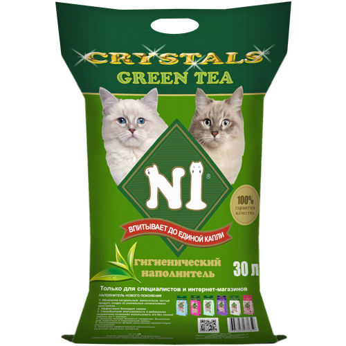 фото Впитывающий наполнитель N1 Crystals Green Tea, 30л, 1 шт.