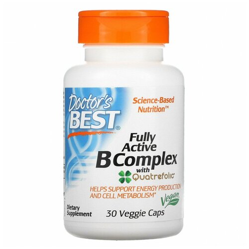 фото Doctor`s Best Fully Active B Complex with Quatrefolic 30 вег капсул (Doctor's Best)