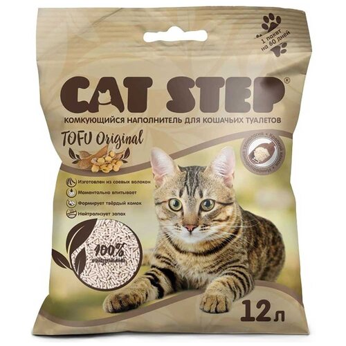 фото Комкующийся наполнитель Cat Step Tofu Original, 12л, 1 шт.