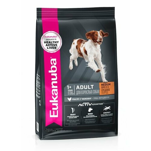 фото EUKANUBA ADULT MEDIUM BREED 3кг сухой корм для взрослых собак средних пород 3шт