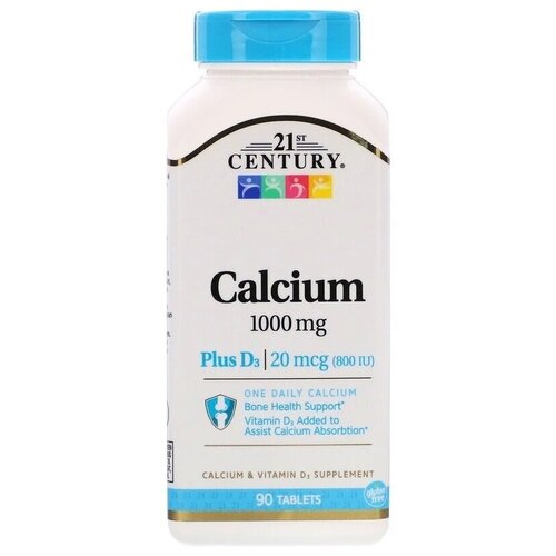 фото 21st Century Health Care Calcium Plus D3 1000 мг 90 табл (21st Century)