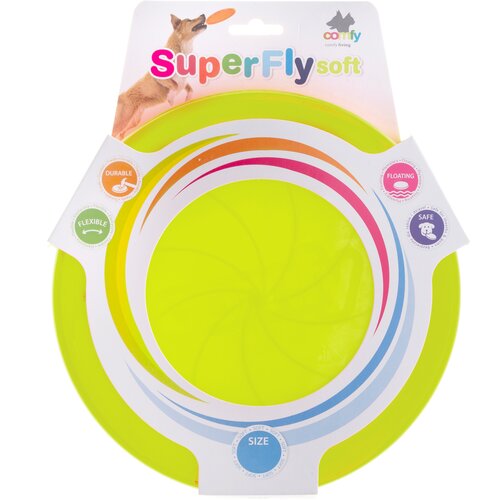 фото Игрушка для собак COMFY SUPER FLY fluo 23 см, тарелка фрисби салатового цвета