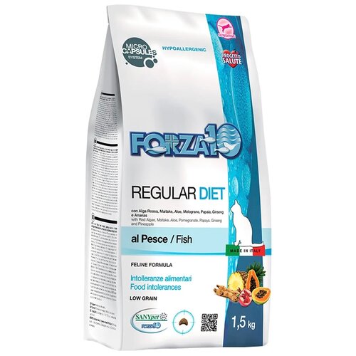 фото Сухой корм для кошек Forza10 Regular Diet, при аллергии, гипоаллергенный, с рыбой 1500 г