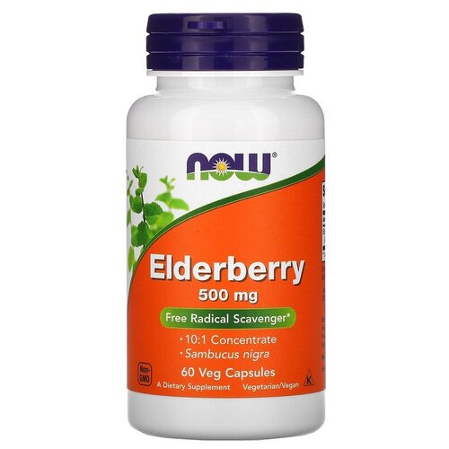 фото Капсулы NOW Elderberry 500 мг, 80 г, 500 мг, 60 шт.