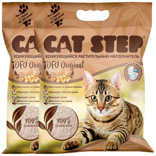 фото CAT STEP TOFU ORIGINAL - Кэт степ наполнитель комкующийся для туалета кошек (12 + 12 л)