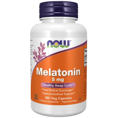 фото Капсулы NOW Melatonin, 88 г, 5 мг, 180 шт.