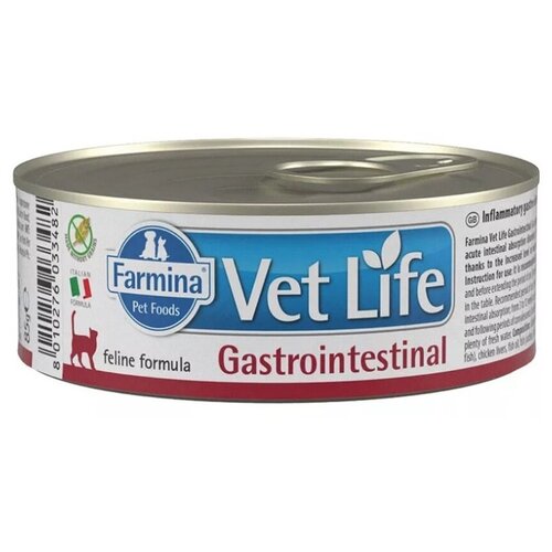 фото FARMINA вет. корма Консервы для кошек с проблемами ЖКТ VET LIFE 10859 | Vet Life Gastrointestinal 0,085 кг 41131 (10 шт)