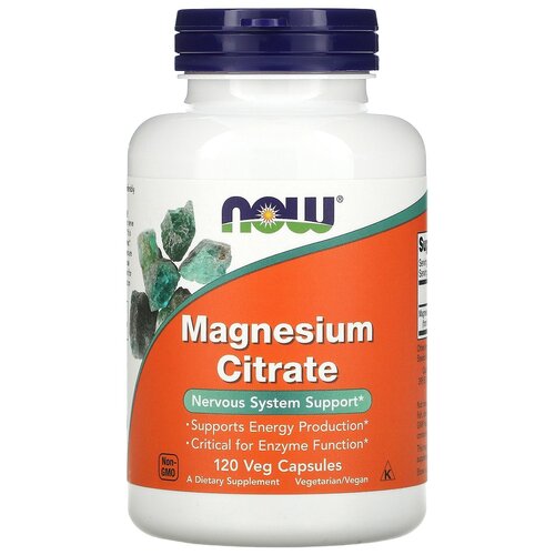 фото Капсулы NOW Magnesium Citrate, 200 г, 200 мл, 120 шт., 3 уп.