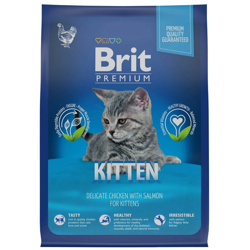 фото Сухой корм для котят Brit Premium Cat с курицей и лососем 8000 г (кусочки в соусе)