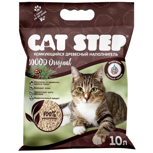 фото Комкующийся наполнитель Cat Step Wood Original, 10л, 1 шт.