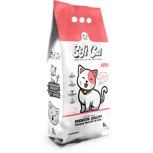 фото ​​Наполнитель для кошек Soft Cat, комкующийся с ароматом детской присыпки 5 л