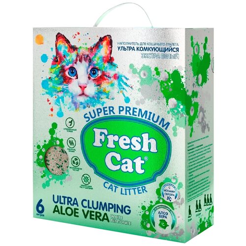 фото FRESH CAT Aloe vera, комкующийся, экстра белая глина, с ароматом 