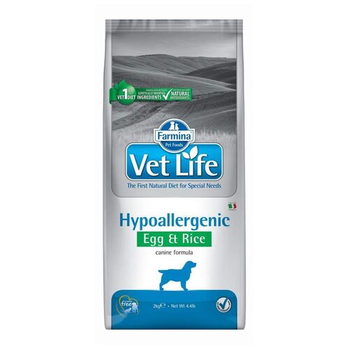 фото Сухой корм для собак Farmina Vet Life Hypoallergenic, при аллергии, гипоаллергенный, с яйцом, с рисом 1 уп. х 1 шт. х 2000 г