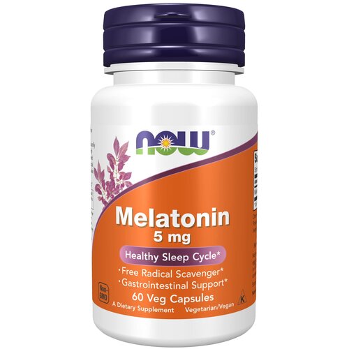 фото Капсулы NOW Melatonin, 60 г, 10 мл, 5 мг, 60 шт.