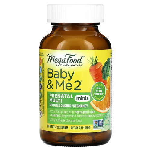 фото Megafood, Baby & Me 2, Prenatal Multi, мультивитамины для беременных, 120 таблеток