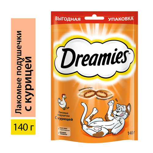 фото Лакомство для кошек Dreamies подушечки с курицей, 140г