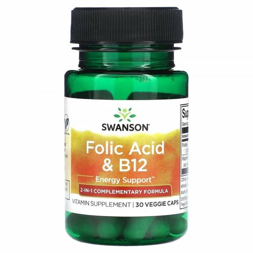 фото Swanson Folic Acid & B12, 30 капс.