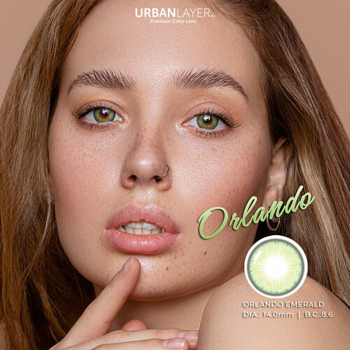 фото Контактные линзы URBAN LAYER ru Orlando, 2 шт., R 8,6, D -1,5, Emerald, 1 уп.