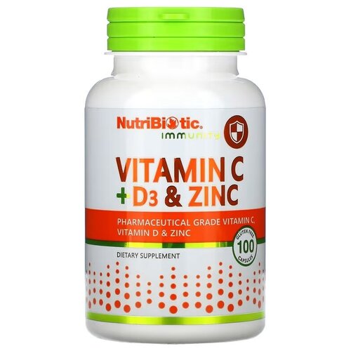 фото NutriBiotic Immunity Vitamin C+D3 & Zinc (витамины C + D3 и цинк) 100 капсул