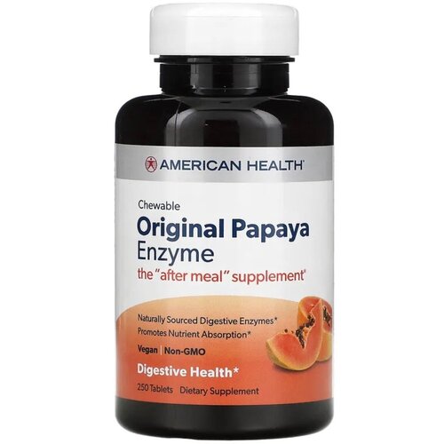 фото American Health, Papaya Enzyme, Оригинальный жевательный фермент папайи, 250 таблеток