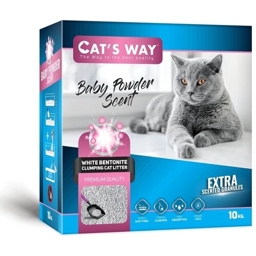 фото Cats way Box White Cat Litter With Babypowder наполнитель комкующийся для кошачьего туалета с ароматом детской присыпки (коробка)