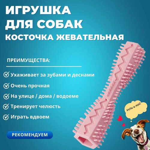 фото Игрушка для собак жевательная, косточка массажная