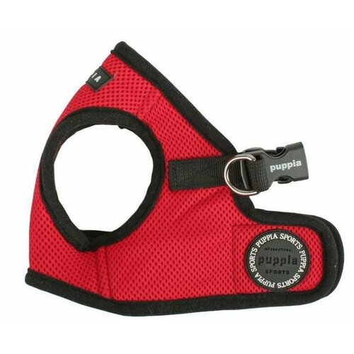 фото Шлейка Puppia Soft vest harness B, обхват шеи 29  см, красный/черный, M