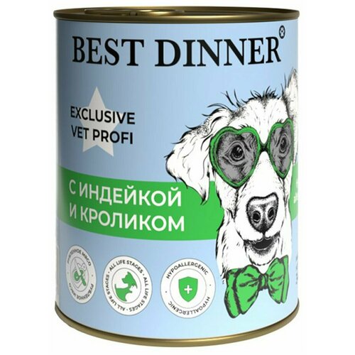 фото Влажный корм для собак Best Dinner Exclusive Hypoallergenic, гипоаллергенный, индейка, кролик 1 уп. х 1 шт. х 340 г