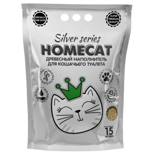 фото Наполнитель Homecat Silver Series премиум древесный для кошек (3 кг (15 л))