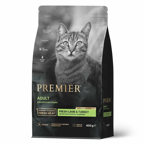 фото Сухой корм Premier Cat Lamb&Turkey ADULT Свежее мясо ягненка с индейкой для кошек, 400 г * 2 шт