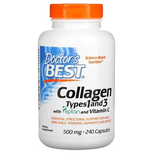 фото Doctor's Best Collagen Types 1 and 3 with Vitamin C капс., 500 мг, 242 г, 240 шт.