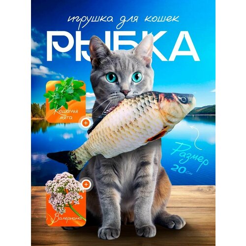 фото Игрушка для кошек Рыбка с мятой и валерианой