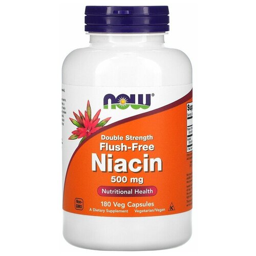 фото NOW Niacin Flush-Free Double Strength (ниацин не вызывающий покраснений) 500 мг 180 капсул