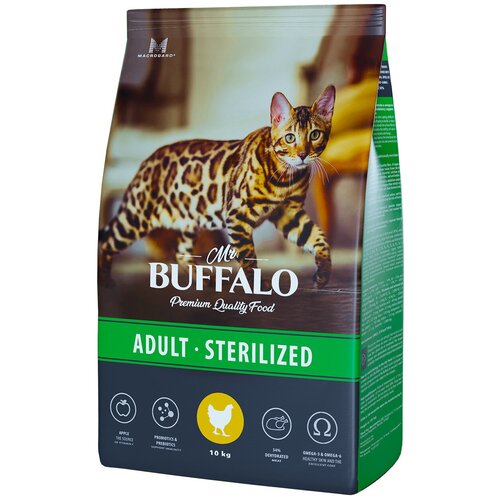 фото Mr. Buffalo STERILIZED для кошек с Курицей, 10кг