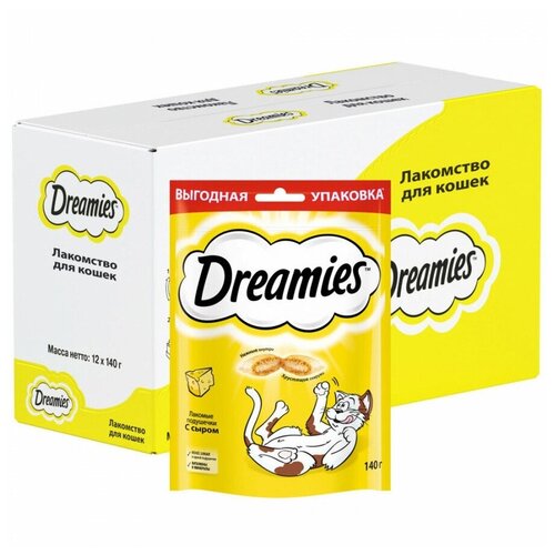 фото Лакомство для кошек Dreamies подушечки с сыром, 12 шт по 140 г