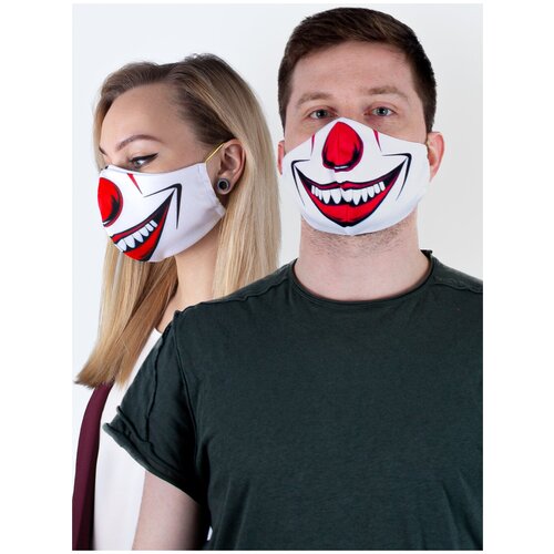 фото Маска многоразовая Face 2 Premium (универсальный; белый, красный, черный (Funny clown))