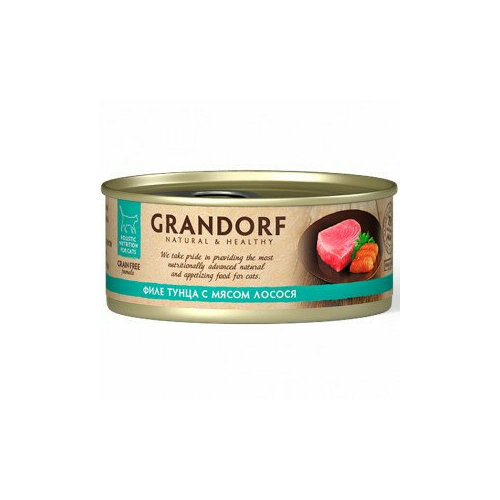 фото Grandorf Fillet of Tuna with Salmon (Беззерновые консервы для кошек Филе тунца c мясом лосося) 70 г х 6 шт