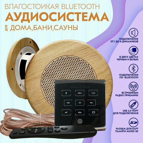 фото Комплект влагостойкой акустики для бани и сауны - SW2 Black ECO SAUNA (круглая решетка)